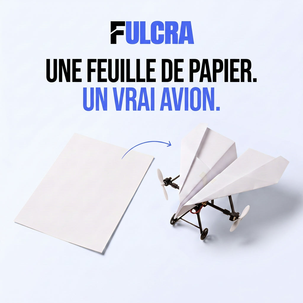 Une feuille de papier, un vrai avion : Fulcra Plane avec son module bi-hélice